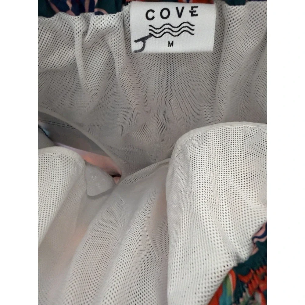Cove Tropical Palm Leaf All Over Swim Trunks Mens Medium Multicolor Board Shorts